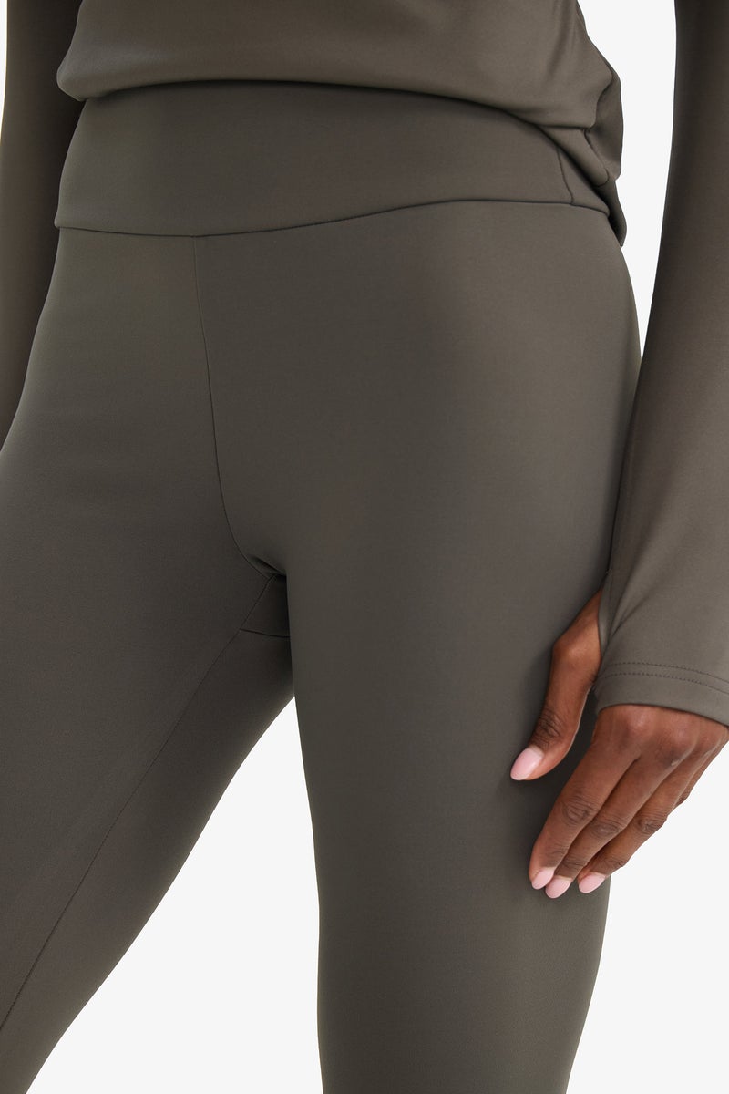 DeFacto Green Woman Waist Fitting Soft Fleece Lined Sports Leggings Casual - Image 5